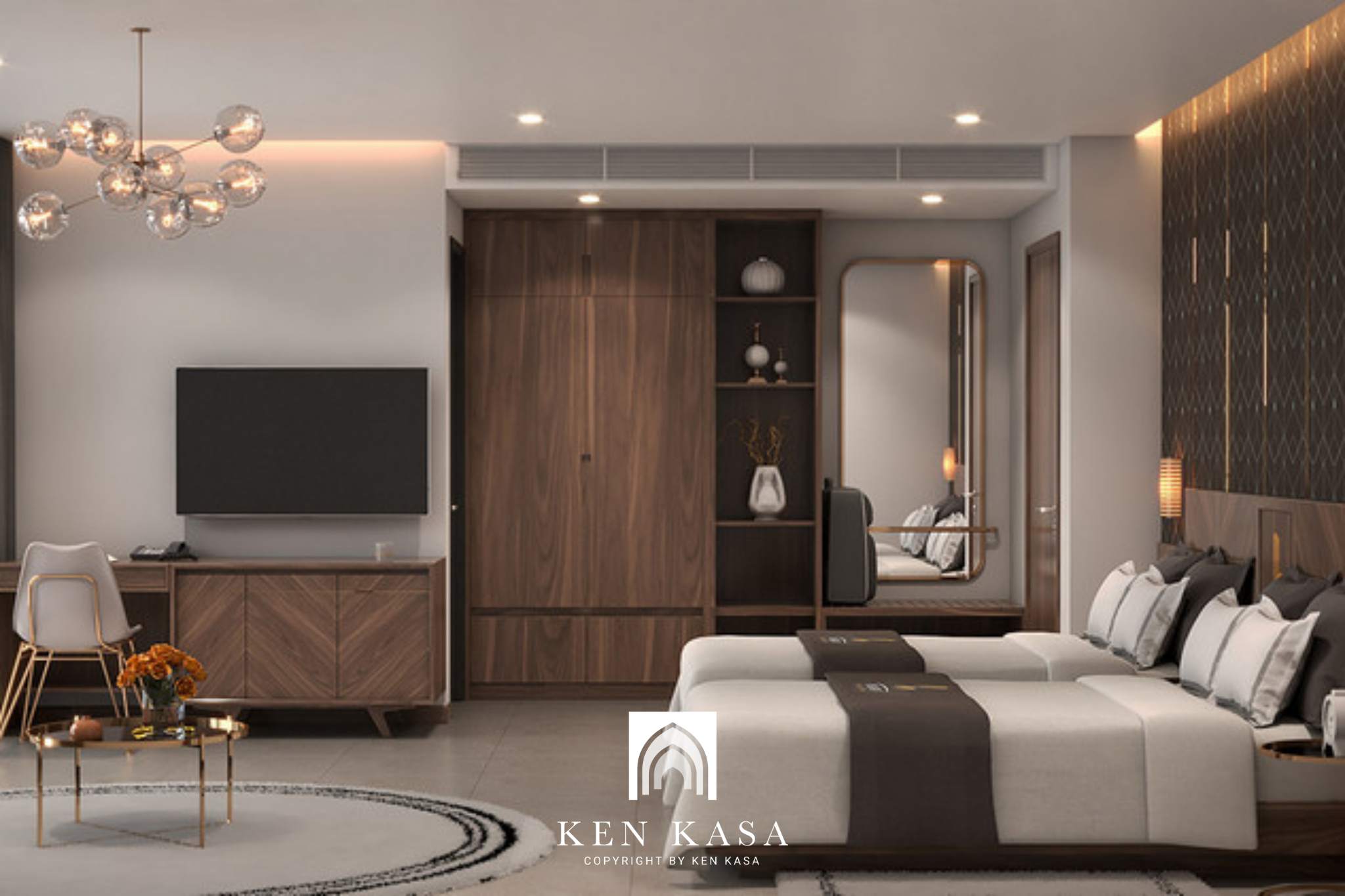 Hạn chế sử dung họa tiết phức tạp khi thiết kế phòng ngủ khách sạn hiện đại 